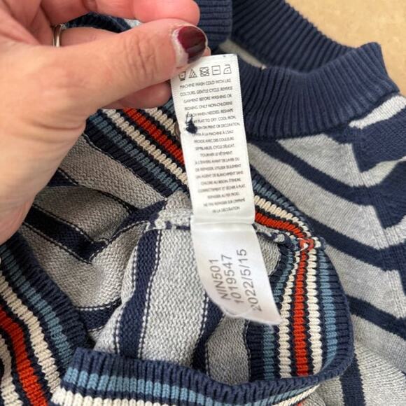 Hatley Boys Sweater Size 7 Striped Pullover Cotton Knit Blue Fall Winter Warm - Picture 7 of 7